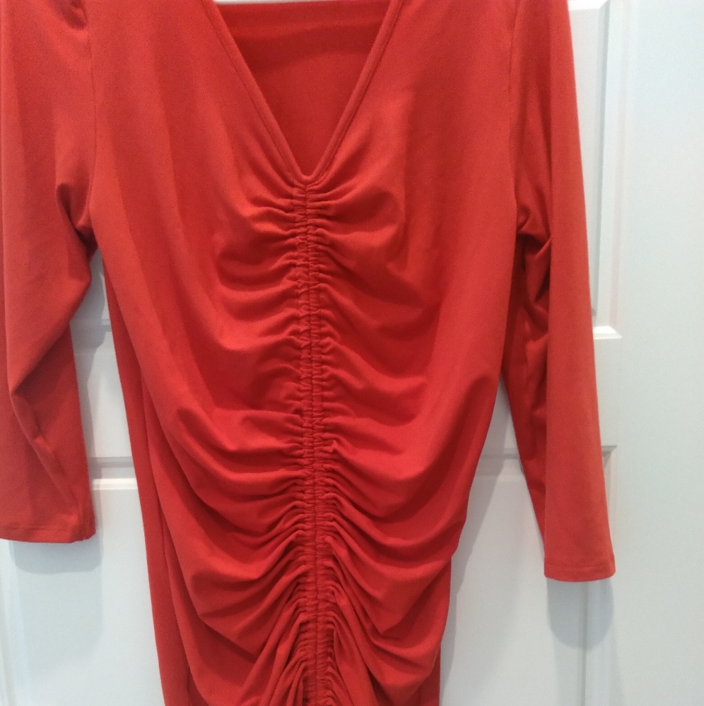 Velete Rouched Red Dress - Picture 2 of 2